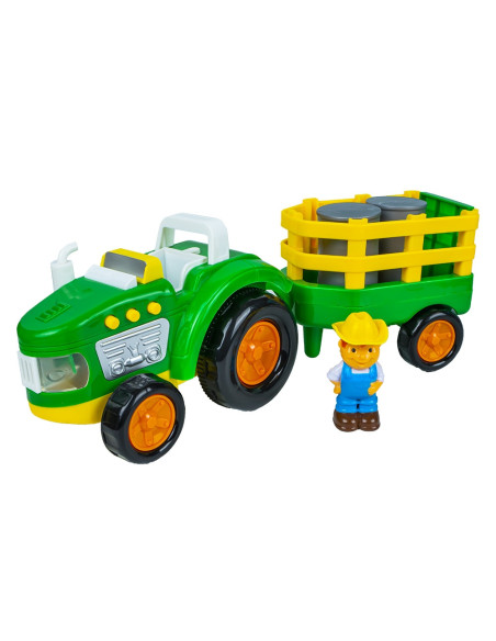 Tractor cu remorca + figurina fermier,ROB-500-763