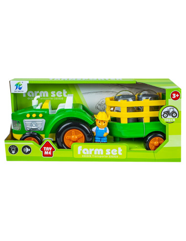 Tractor cu remorca + figurina fermier,ROB-500-763
