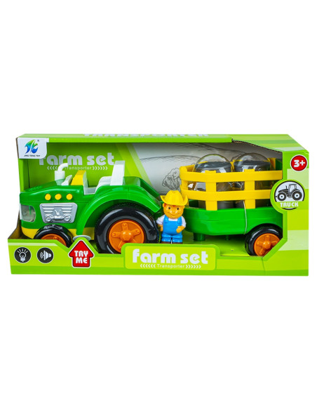 Tractor cu remorca + figurina fermier,ROB-500-763