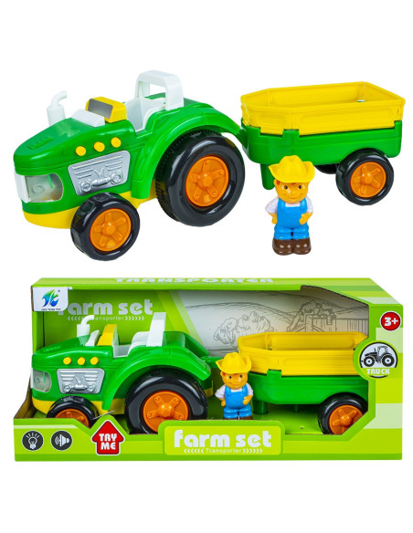 Tractor cu remorca + figurina fermier,ROB-500-764