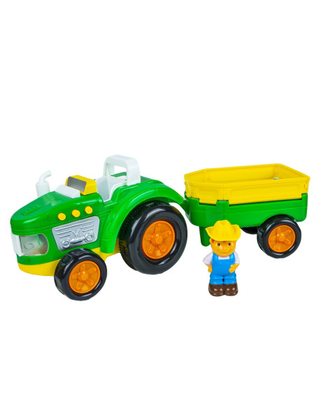 Tractor cu remorca + figurina fermier,ROB-500-764