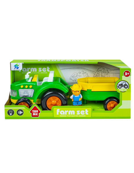 Tractor cu remorca + figurina fermier,ROB-500-764