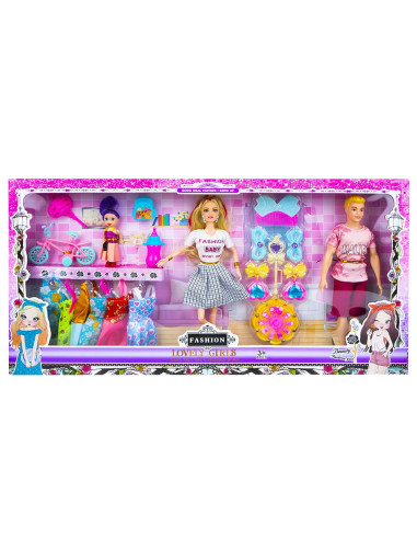 Papusa + papusa baiat cu accesorii,ROB-RX988C-6