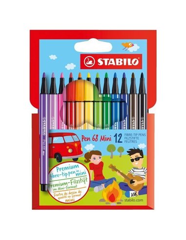 SW66812,Set carioci Stabilo Pen 68 Mini, 12 culori