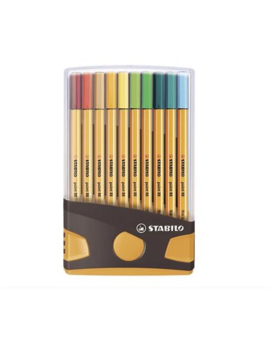 SW88200305,Set Finelinere Stabilo Point 88, 20 buc/set tip Color Parade gri/portocaliu
