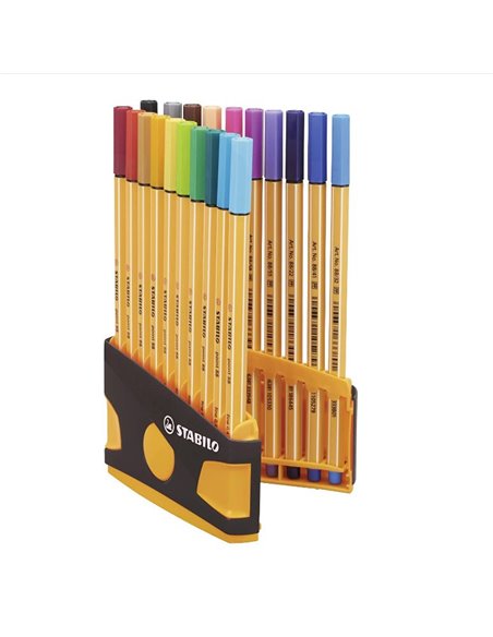 SW88200305,Set Finelinere Stabilo Point 88, 20 buc/set tip Color Parade gri/portocaliu