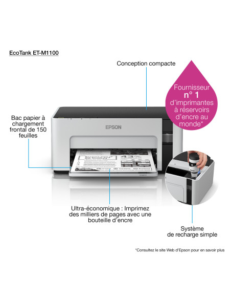 Imprimanta inkjet monocrom Epson ECOTANK ET-M1100 C11CG95403, A4