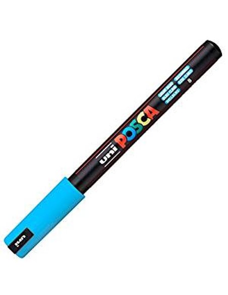 Marker UNI Posca PC-1MR, varf metalic, 0.7 mm, Albastru Deschis