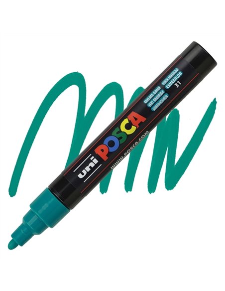 Marker UNI Posca PC-5M, varf 2,5 mm, Verde Smarald