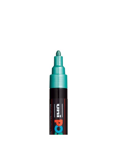 Marker UNI Posca PC-5M, varf 2,5 mm, Verde Metalizat