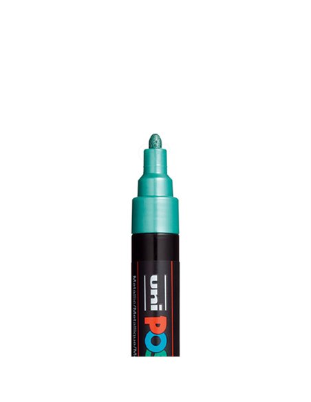 Marker UNI Posca PC-5M, varf 2,5 mm, Verde Metalizat