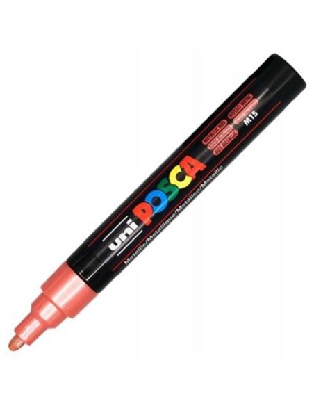 Marker UNI Posca PC-5M, varf 2,5 mm, Rosu metalizat