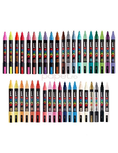 Marker UNI Posca PC-5M, varf 2,5 mm, Rosu metalizat