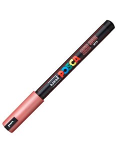 Marker UNI Posca PC-1MR, varf metalic, 0.7 mm, Rosu Metalizat 2