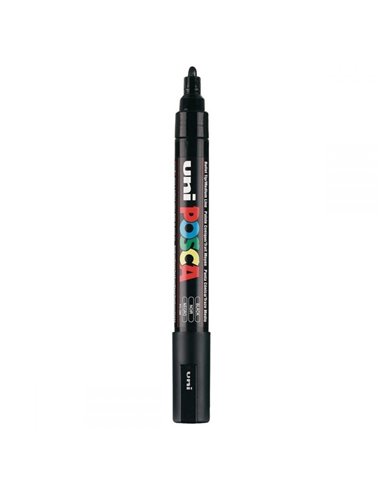 Marker UNI Posca PC-5M, varf 2,5 mm, Negru