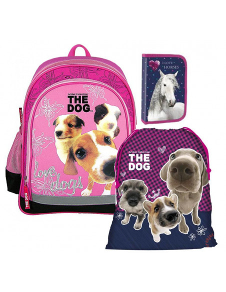 Set scoala The Dog - Ghiozdan, penar echipat, sac incaltaminte Set scoala The Dog - Ghiozdan, penar echipat, sac incaltaminte