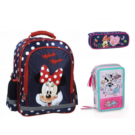 Set scoala Minnie - Ghiozdan, penar echipat, penar etui Set scoala Minnie - Ghiozdan, penar echipat, penar etui