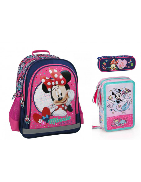 Set scoala Minnie - Ghiozdan scoala, penar echipat, penar etui Set scoala Minnie - Ghiozdan scoala, penar echipat, penar etui