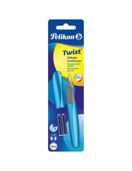 811262,Stilou Twist Frosted Blue, Cu Grip Ergonomic, 2 Rezerve Albastre, Blister Pelikan 811262,Stilou Twist Frosted Blue, Cu Grip Ergonomic, 2 Rezerve Albastre, Blister Pelikan