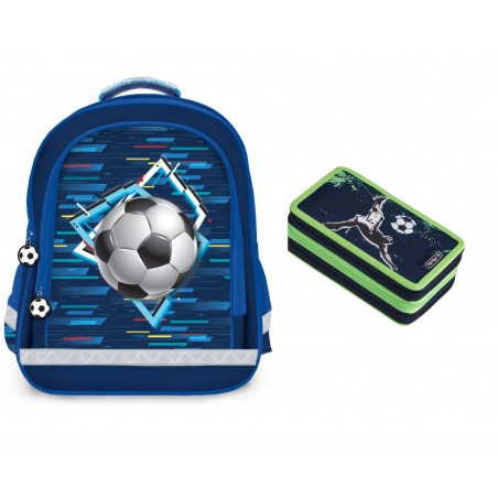 Set scoala Fotball 1 - Ghiozdan scolar, Penar echipat 3 fermoare Set scoala Fotball 1 - Ghiozdan scolar, Penar echipat 3 fermoare