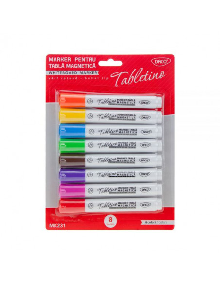 Markere Pentru Tabla Magnetica Daco, 8 culori/set Markere Pentru Tabla Magnetica Daco, 8 culori/set