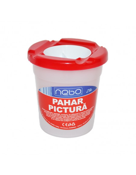 Pahar pentru pictura NEBO cu capac, 8.5 cm, Rosu,16007