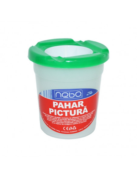 Pahar pentru pictura NEBO cu capac, 8.5 cm, Verde,16007 Pahar pentru pictura NEBO cu capac, 8.5 cm, Verde,16007