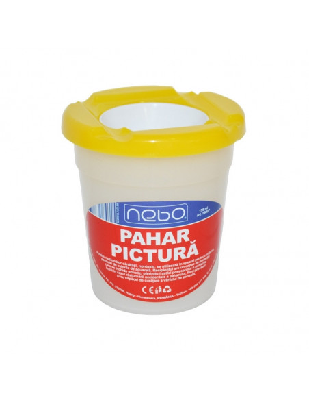 Pahar pentru pictura NEBO cu capac, 8.5 cm, Galben,16007 Pahar pentru pictura NEBO cu capac, 8.5 cm, Galben,16007