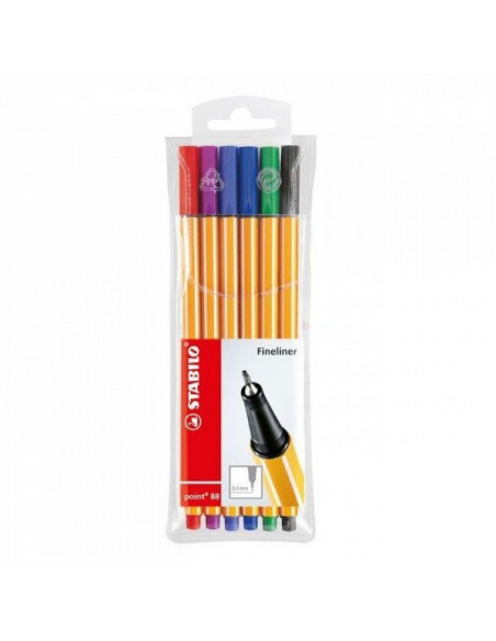 SW168806,Fineliner Stabilo Point 88, 0.4 mm, 6 buc/set plastic