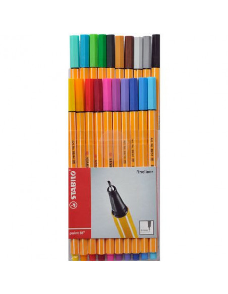 SW8820,Fineliner Stabilo Point 88, 0.4 mm, 20 buc/set plastic