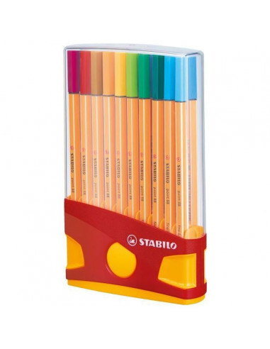 SW882003,Fineliner Stabilo Point 88, 0.4 mm, 20 buc/portofel, Color Parade