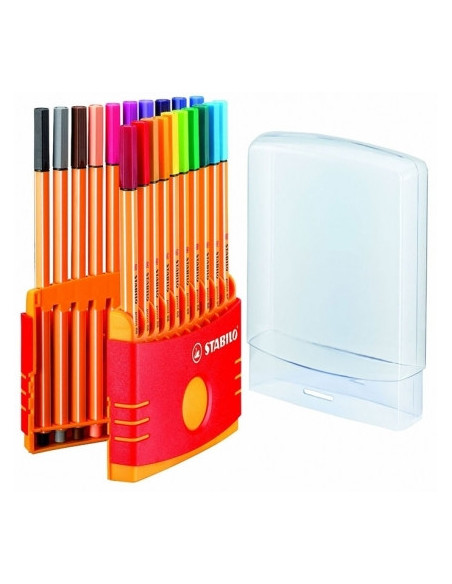 SW882003,Fineliner Stabilo Point 88, 0.4 mm, 20 buc/portofel, Color Parade