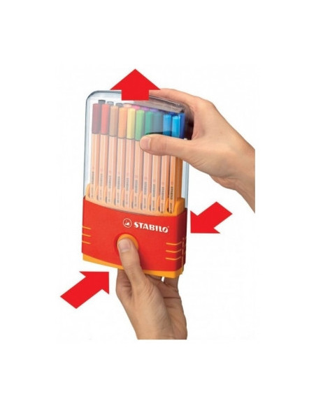 SW882003,Fineliner Stabilo Point 88, 0.4 mm, 20 buc/portofel, Color Parade