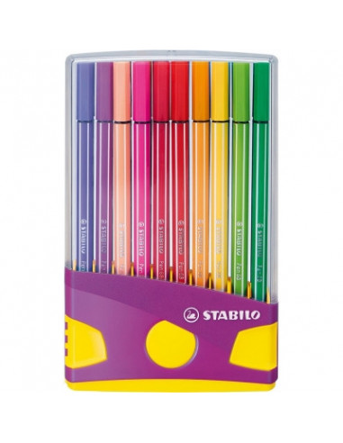 SW882003,Fineliner Stabilo Point 88, 0.4 mm, 20 buc/portofel, Color Parade