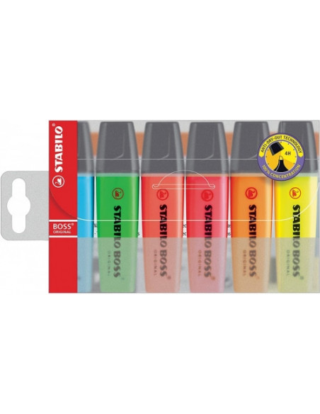 SW117006,Textmarker Stabilo Boss Original, 6 culori/set plastic (g, v, p, r, a, r)