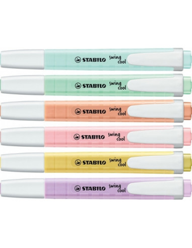 SW275608,Textmarker Stabilo Stabilo Swing Cool Pastel, 6 culori/set SW275608,Textmarker Stabilo Stabilo Swing Cool Pastel, 6 culori/set