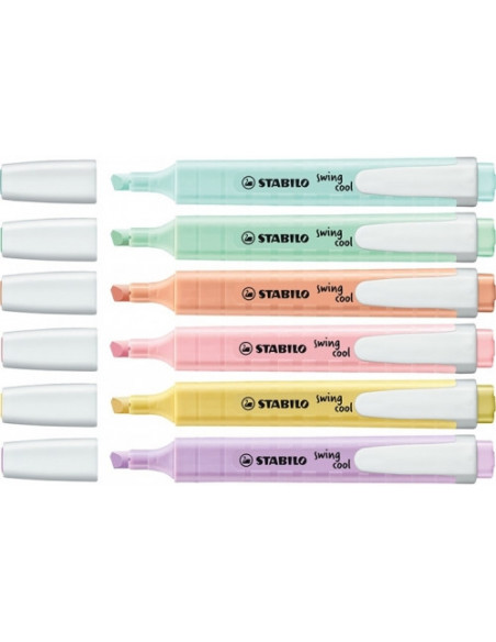 SW275608,Textmarker Stabilo Stabilo Swing Cool Pastel, 6 culori/set SW275608,Textmarker Stabilo Stabilo Swing Cool Pastel, 6 culori/set