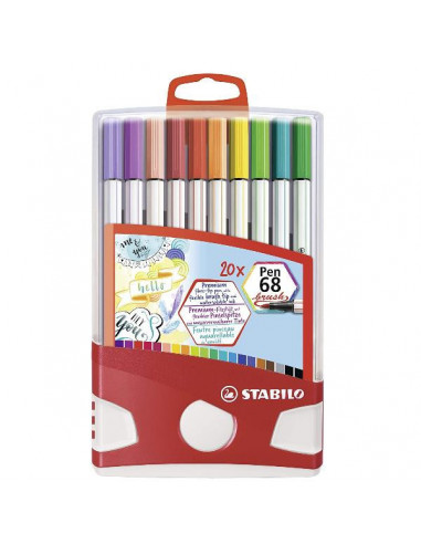 SW56820021,Carioca STABILO Pen 68 cu varf tip pensula, 20 buc/set, tip Color Parade