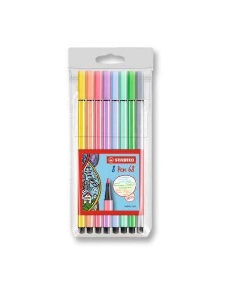 SW68801,Carioca STABILO Pen 68, 1 mm, set 8 culori pastelate SW68801,Carioca STABILO Pen 68, 1 mm, set 8 culori pastelate