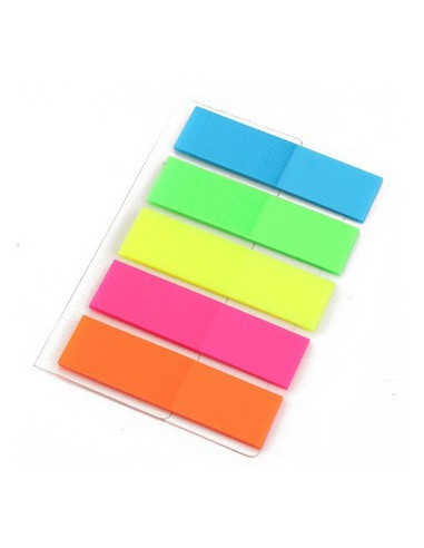 Index plastic 44 x 12.7 mm, 5 culori neon x 20 file, forma