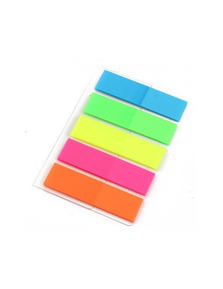 Index plastic 44 x 12.7 mm, 5 culori neon x 20 file, forma
