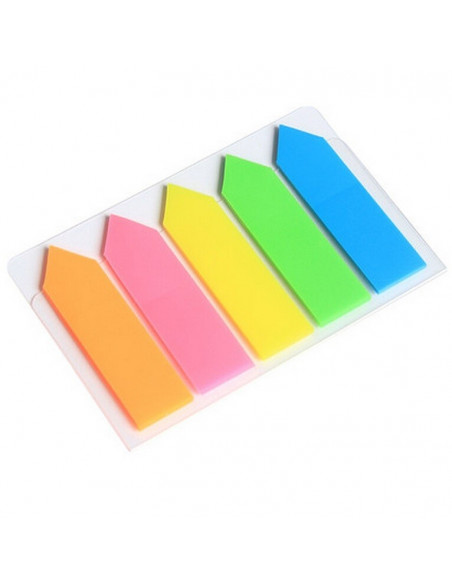 Index plastic 44 x 12.7 mm, 5 culori neon x 20 file, forma