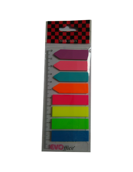 Stick index cu rigla EVOffice, 8x25 file, Multicolor,EV6D06
