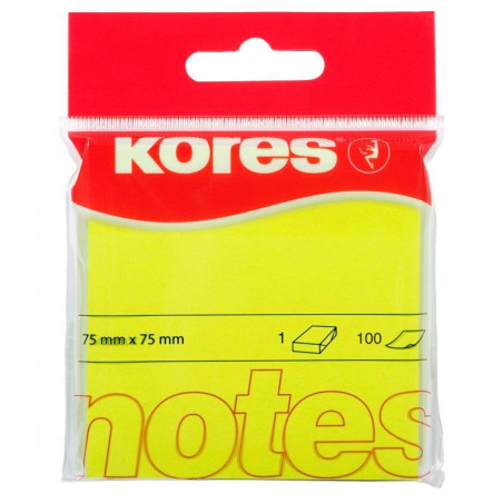 Notes Adeziv, Galebn Neon, 75 X 75 Mm, 100 File, Kores Notes Adeziv, Galebn Neon, 75 X 75 Mm, 100 File, Kores