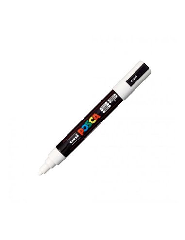 Marker UNI Posca PC-5M, varf 2,5 mm, Alb