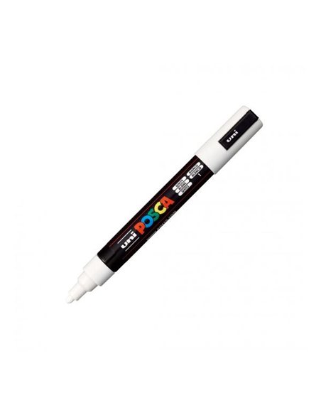 Marker UNI Posca PC-5M, varf 2,5 mm, Alb