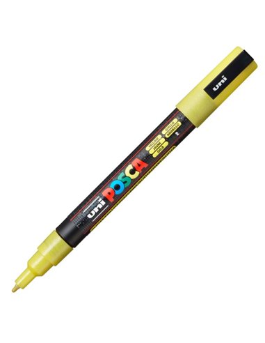 Marker UNI Posca PC-3ML, 09-13 mm, Galben cu sclipici