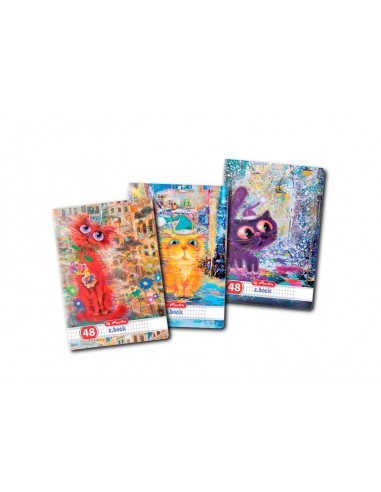 9484240-10,Set 10 Caiete A5, 48F, 70G/Mp, Dictando, Motiv Crazy Cats Herlitz