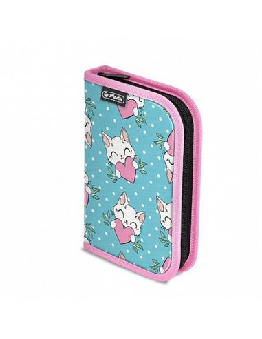 9489600,Penar echipat Herlitz, 34 piese, 1 fermoar, 13.5 x 19.5 x 3.5 cm, Cute Cats