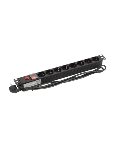 Prelungitor PDU 8 Prize SHUKO, 19", 1U, Aluminiu cu protectie